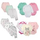 Kit Roupinha de Bebê 12 Peças Body Manga Longa e Calça Mijão