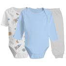 Kit Roupinhas de Bebê 3 Peças Body e Calça Mijão Pé Aberto