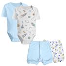 Kit Roupinhas de Bebê 4 Peças Body Manga Curta e Shorts