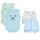 Kit Roupinhas de Bebê 4 Peças Body Regata Estampado e Shorts