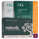 Kit Sabonete Argila Branca, Shampoo e Condicionador Vegano Solido da Linha ON Purificante - Orgânico Natural