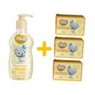 Kit Sabonete Líquido Talco + 3 Sab Barra Mili Love & Care