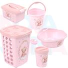 Kit Saboneteira,Lixeira,Balde E Bacia,Cesto,Caixa Org. Ursa Rosa- plasutil Kit Saboneteira,Lixeira,Balde E Bacia,Cesto,Caixa Org. Ursa Rosa- plasutil