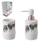 Kit Saboneteira para Banheiro em Cerâmica Natureza 2 Pç 230ml REF: 58058 Kit Saboneteira para Banheiro em Cerâmica Natureza 2 Pç 230ml REF: 58058