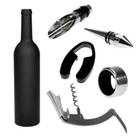 Kit Saca Rolhas Abridor Vinho 5 Peças Dosador Salva Gotas Cortador 155-X - Lorben