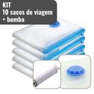 Kit Saco a Vácuo + Bomba Manual 70x50cm Organização de Roupas Mala Viagem Guarda Roupas Edredom