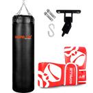 Kit Saco De Boxe Profissional 120 Cm + Luva Bate Saco Pro Treino Boxe + Suporte Articulado Teto Gorilla