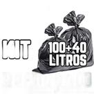 Kit Saco De Lixo 100un 100l E 100un 40l Preto Reforçado