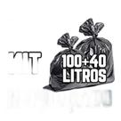 Kit Saco De Lixo 100un 100l E 100un 40l Preto Reforçado