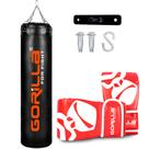 Kit Saco De Pancada Profissional Boxe 180 Cm + Luva Bate Saco Pro + Suporte Parede Gorilla Muay Thai
