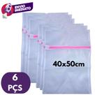 Kit Saco Lava Roupas Delicadas Ziper Proteção Máquina Saquinhos Evitar Bolinha E Organização 40X50