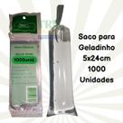 Kit Saco Plástico para Geladinho Gourmet 1000 Unidades 5x24cm Alta Qualidade