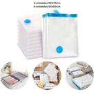 Kit Sacos a Vácuo 4 Unidades 50x70cm e 4 Unidades 60x80cm Organizador de Travesseiro Toalhas Mantas Almofadas
