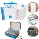 Kit Sacos a vácuo 60x80cm Organizador Para Viagem Roupa Mala + Bomba Manual