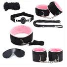 Kit Sado BDSM Coleira Modarça Algema Tornozeleira Venda ROSA Kit Sado BDSM Coleira Modarça Algema Tornozeleira Venda ROSA