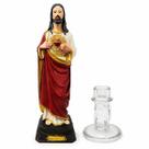 Kit Sagrado Coração de Jesus + Castiçal Suporte Vela 10 cm Kit Sagrado Coração de Jesus + Castiçal Suporte Vela 10 cm