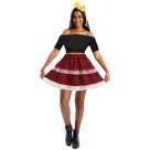 Kit Saia Curta Feminina Xadrez Festa Junina Acinturada Rodada Renda São João Mini Chapéu de Palha Presilha Tiara Look Adulto Criança