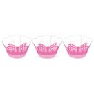 Kit saia p/ cupcake estampada laço rosa c/ 36 un - nc toys