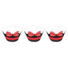 Kit saia p/ cupcake estampada laço vermelho c/ 36 un-nc toys