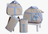 Kit Saída Maternidade 4 Peças Bolsa Bebê Luxo Varias Cores azul bebê