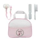 Kit Saida Maternidade Bolsa Rosa com Escovinha e Pente Bebe