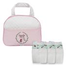 Kit Saida Maternidade com Bolsa e 03 Fraldas Rosa para Bebê Kit Saida Maternidade com Bolsa e 03 Fraldas Rosa para Bebê