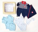 KIT Saída Maternidade - Macacão e Manta / 2 Body e Calça / Touca e Luva - Masculino - Nethuno Baby