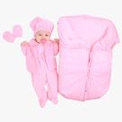 Kit Saída Maternidade Menina Rosa Inverno De Plush Com Colete Inverno - Pitu Baby