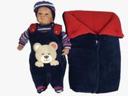 Kit Saída Maternidade Menino Inverno Plush Vermelho E Azul com Jardineira e Body - Pitu baby Kit Saída Maternidade Menino Inverno Plush Vermelho E Azul com Jardineira e Body - Pitu baby