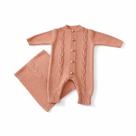 Kit saida maternidade tricot 2 pçs com botões macacão e manta trabalhado luxo aconchego