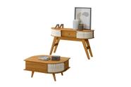 Kit Sala Aparador Estoril + Mesa de Centro Indianápolis Cinamomo e Off White Liberty Móveis