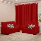 Kit Sala Cortina 3m e Capa de Sofá Coladinha 2 e 3 Lugares e 4 Almofadas Florais, Decoração Kit Sala Cortina 3m e Capa de Sofá Coladinha 2 e 3 Lugares e 4 Almofadas Florais, Decoração