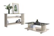 Kit Sala de Estar Frizz com Aparador e Mesa de Centro Calacata e Off White Liberty Móveis