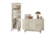 Kit Sala de Jantar Estar Cristaleira Marina Buffet Monza Calacata e Off White Liberty Móveis