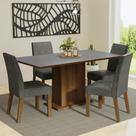 Kit Sala De Jantar Mesa 4 Cadeiras Cinza Madesa Cinza