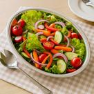 Kit Salada Inox Com Saladeira Travessa Oval 26x18cm + Colher Inox