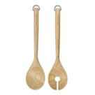 Kit Salada KitchenAid 2 Peças Madeira Bétula Ecológica Utensílios Cozinha Colher e Garfo para Servir Salada Natural Resistente