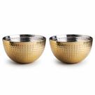 Kit Saladeira Aço Inox Martelado Dourado Bacia Bowl Multiuso para Cozinha -19cm