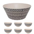 Kit Saladeira c/ 6un tigela Fibra bambu bowl cumbuca redonda