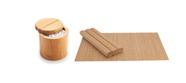 Kit Saleiro c/ tampa + Jogo Americano Mesa e Cozinha Bambu