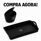 Kit Saleiro Com Tampa + Bandeja Multiuso Café Da Manhã Retangular Mesa Tempero Porta Sal Plástico