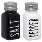 Kit Saleiro e Pimenteiro de Vidro Preto e Branco Sal e Pimenta