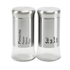 Kit Saleiro e Pimenteiro Inox Porta Condimentos 2 frascos