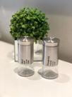 Kit Saleiro Pimenteiro 2 Pcs Em Aco Inox E Vidro