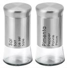 Kit Saleiro Pimenteiro 2 Peças Inox Vidro Premium