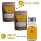 Kit Salgante Sem Sódio Zero Sódio 2 Refil + 1 Saleiro Substituto do Sal 100% Sem Sal