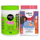 Kit Salon Line Gelatina To De Cacho + Creme De Pentear Salon Line 5 Em 1 Tratamento Prolongado 1Kg
