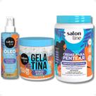 Kit Salon Line todecacho Definição Natural: Gelatina 550g, Óleo Sérum Multy 200ml e Creme para Pentear 1kg