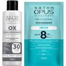 Kit Salon Opus Cless Pó Descolorante Argan 20g com Água Oxigenada 30 Vol 100ml Clareamento 8 Tons