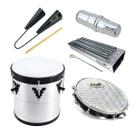 Kit Samba Repique Em Alumínio Pandeiro Reco Agogô Ganzá
